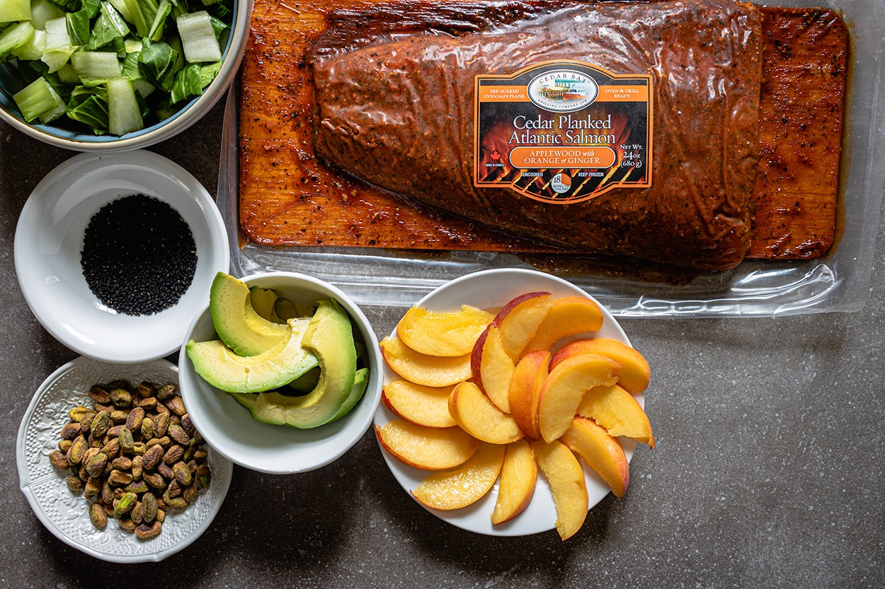 A Love A Fare -Orange Ginger Salmon with Bok Choy, Avocado, and Peach Salad 5